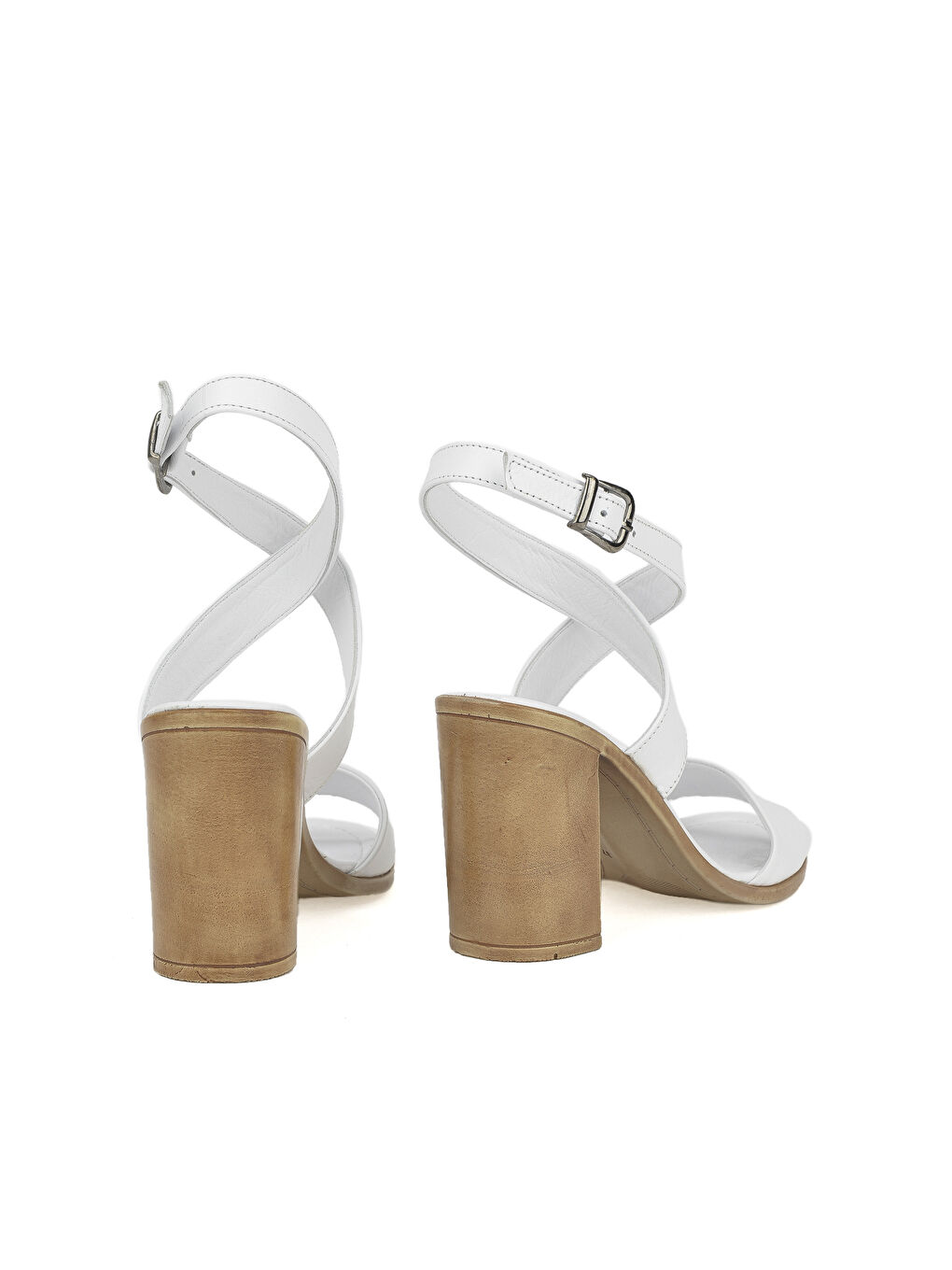 Kadın Hakiki Deri Topuklu Sandalet 1411020Z1708 Beyaz-1