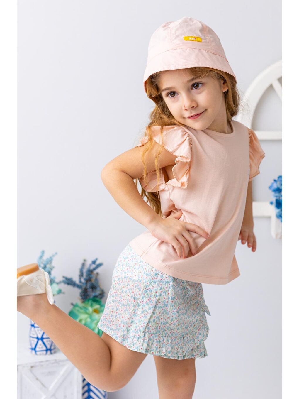 Turuncu Kız Çocuk Kolu Fırfırlı T-Shirt - Yavruağzı