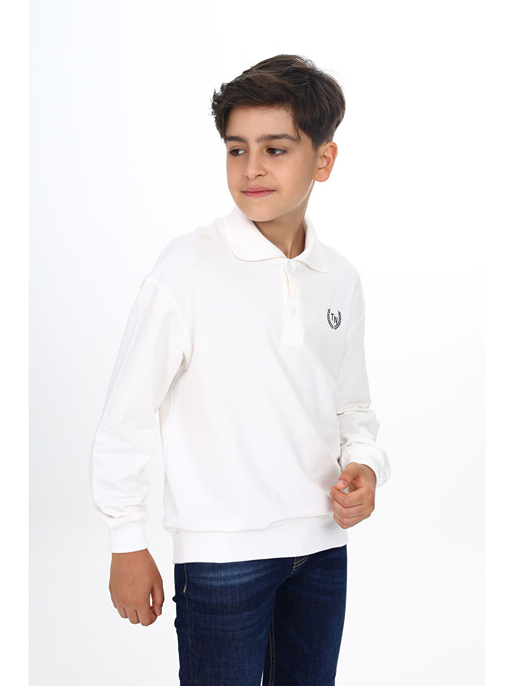 Ekru Erkek Çocuk Baskılı Sweatshirt-4