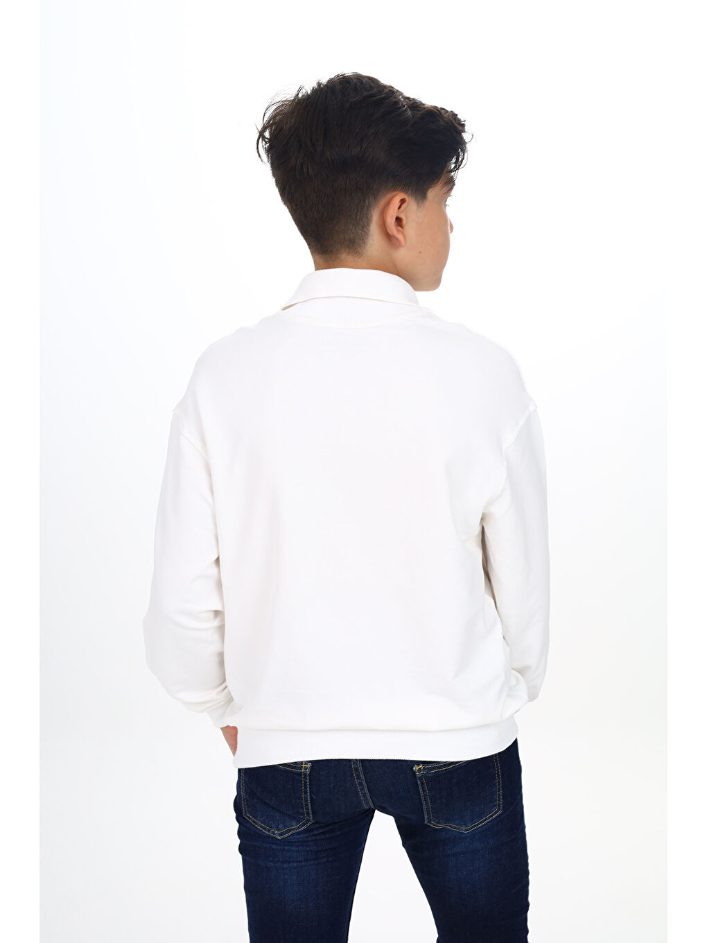 Ekru Erkek Çocuk Baskılı Sweatshirt-5
