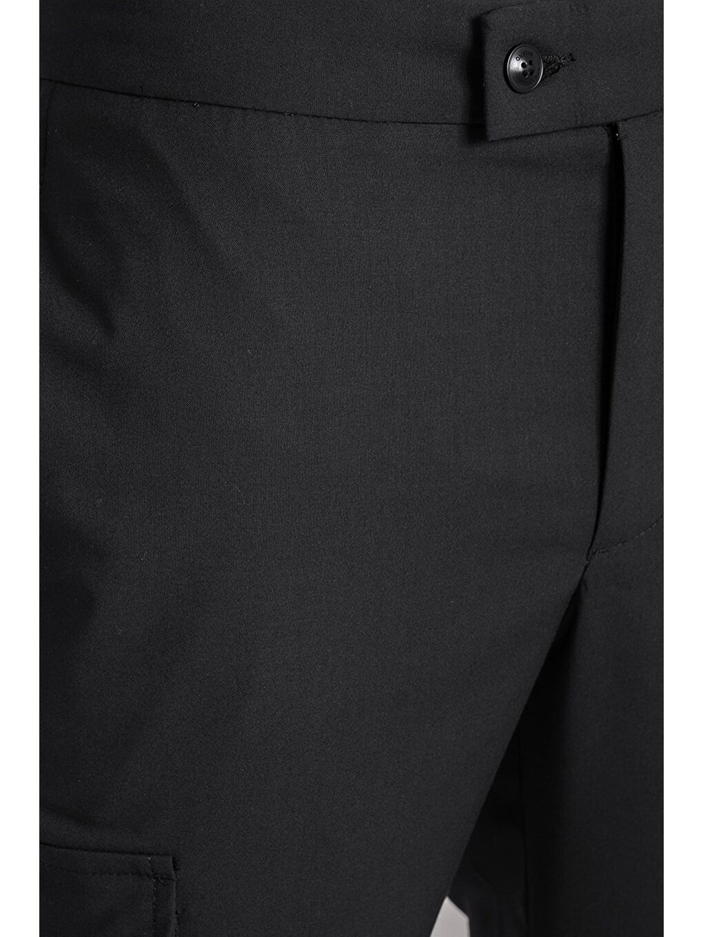 Giotelli Erkek Siyah Dar Kesim Slim Fit Viskon Dokuma Kargo Cep Normal Bel Pantolon-3