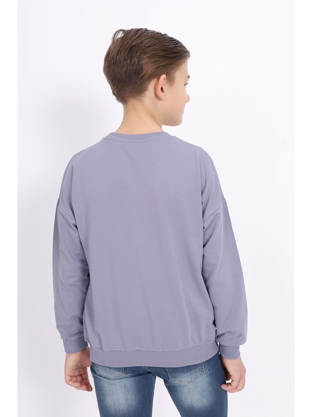 Gri Erkek Çocuk Baskılı Sweatshirt-5