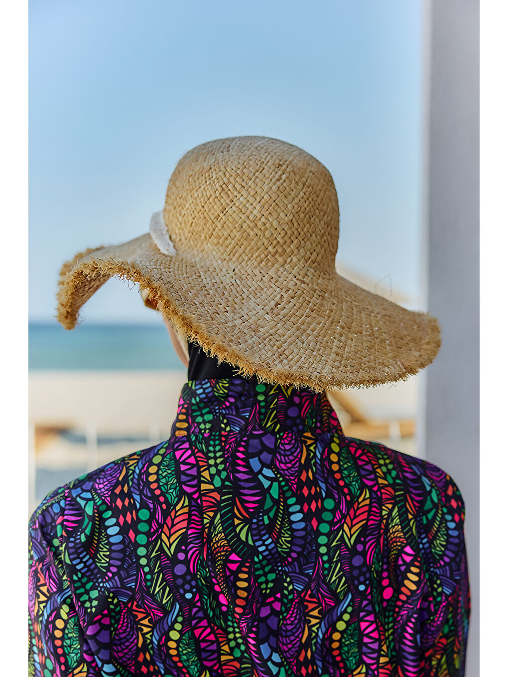 Kenarları Püsküllü Kurdele Bağlama Detaylı Hasır Şapka Plaj Şapkası RŞ-2092 Bej01-3