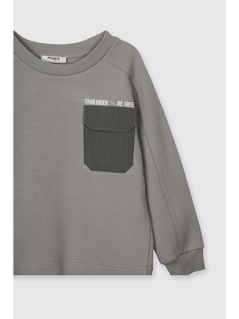 Erkek Çocuk Yuvarlak Yaka Cepli Baskılı Parça Detaylı Antrasit Sweatshirt-4