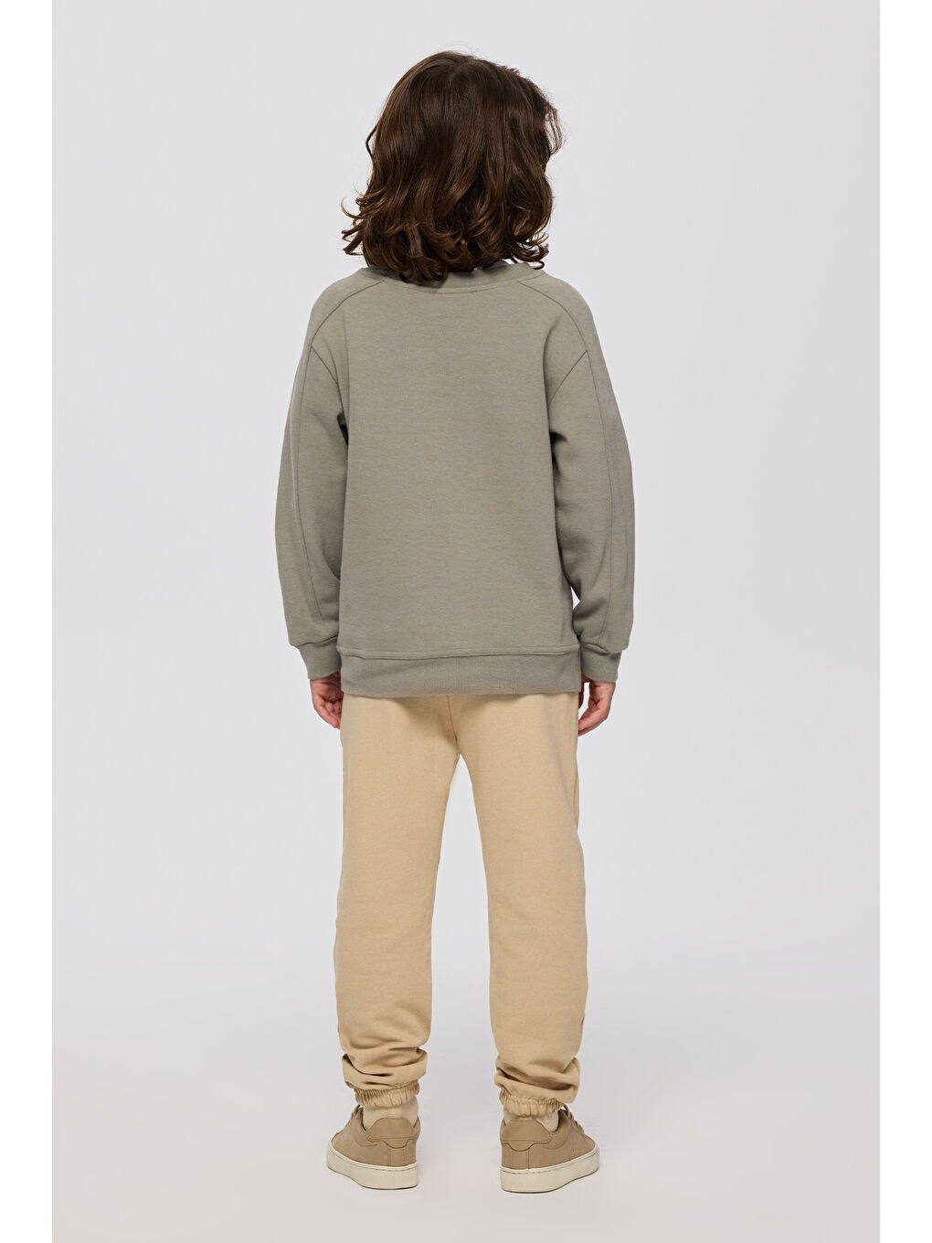 Erkek Çocuk Yuvarlak Yaka Cepli Baskılı Parça Detaylı Antrasit Sweatshirt-6