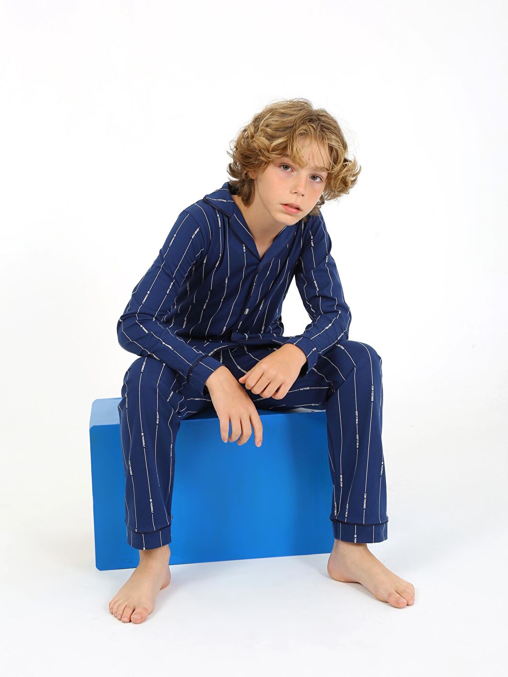 Vitmo Indigo Erkek Çocuk Uzun Kollu %100 Pamuklu Düğmeli Pijama Takımı Leo Uzun - 3