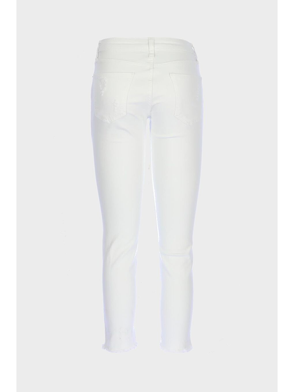 Naomi Beyaz Normal Bel Yıpratma Detaylı Paçası Kesikli Skinny Fit Jean Pantolon C 4526-056-1
