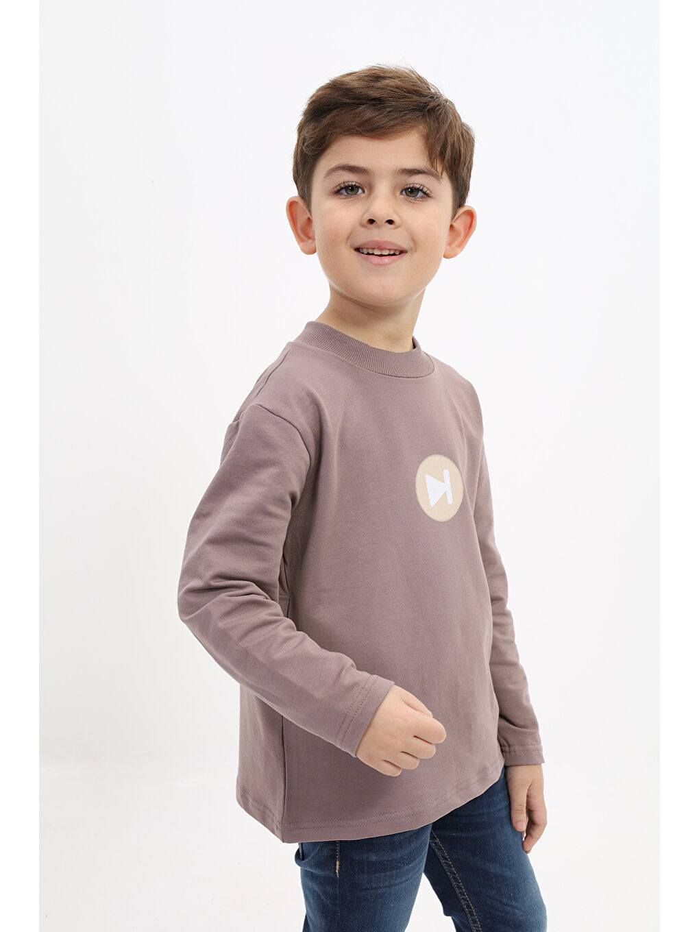 Kahverengi Erkek Çocuk Baskılı Sweatshirt-1