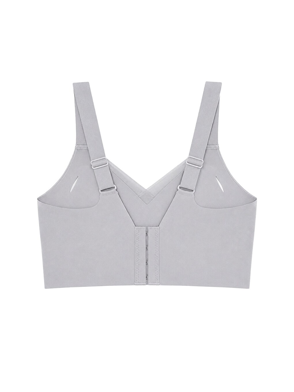 Seamless Bra - Elvora | Gri Lazer Kesim Rib Dokulu Tül Detaylı Balensiz Kadın Sütyen-1