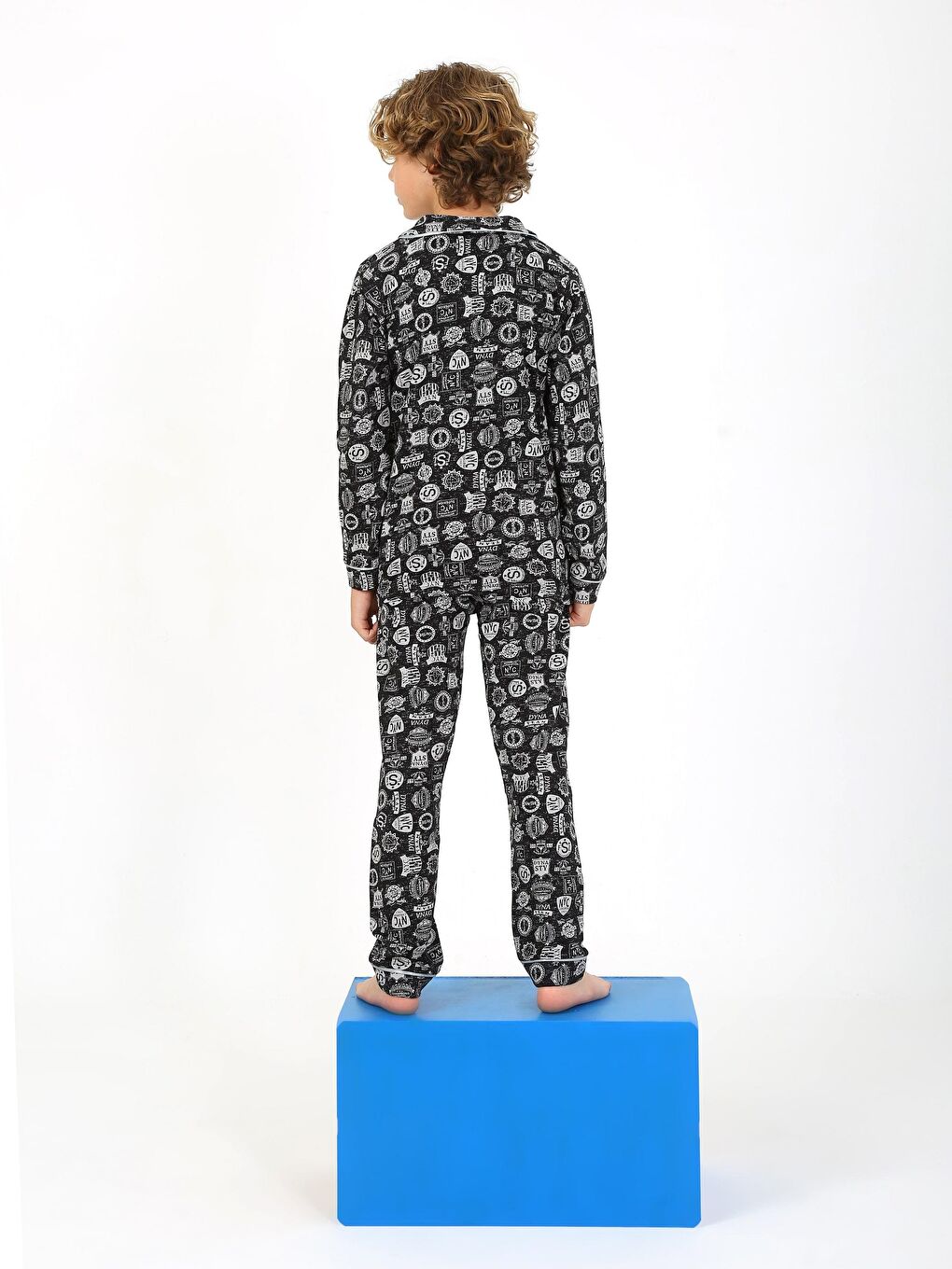 Vitmo Siyah Erkek Çocuk Uzun Kollu %100 Pamuklu Düğmeli Pijama Takımı Arma Uzun - 3