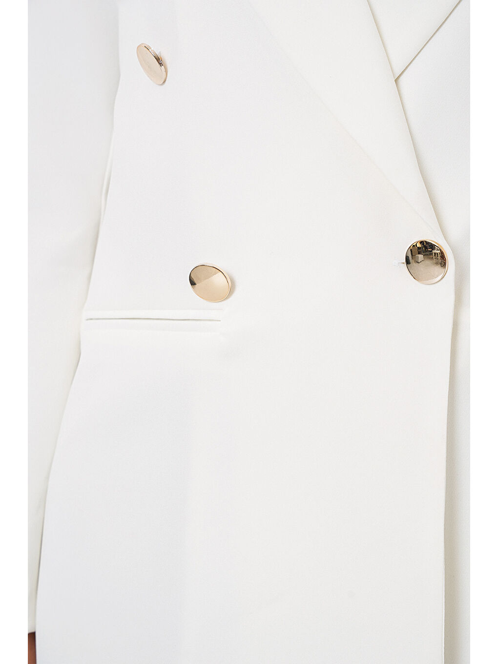 Kadın Kruvaze Yaka Blazer Ceket 0722 - Beyaz-3