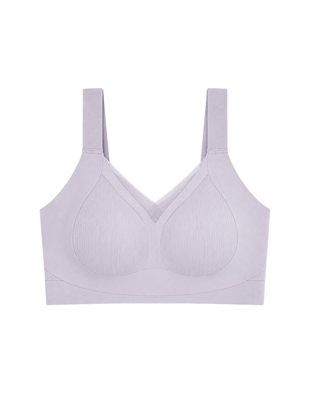 Seamless Bra - Elvora | Lila Lazer Kesim Rib Dokulu Tül Detaylı Balensiz Kadın Sütyen