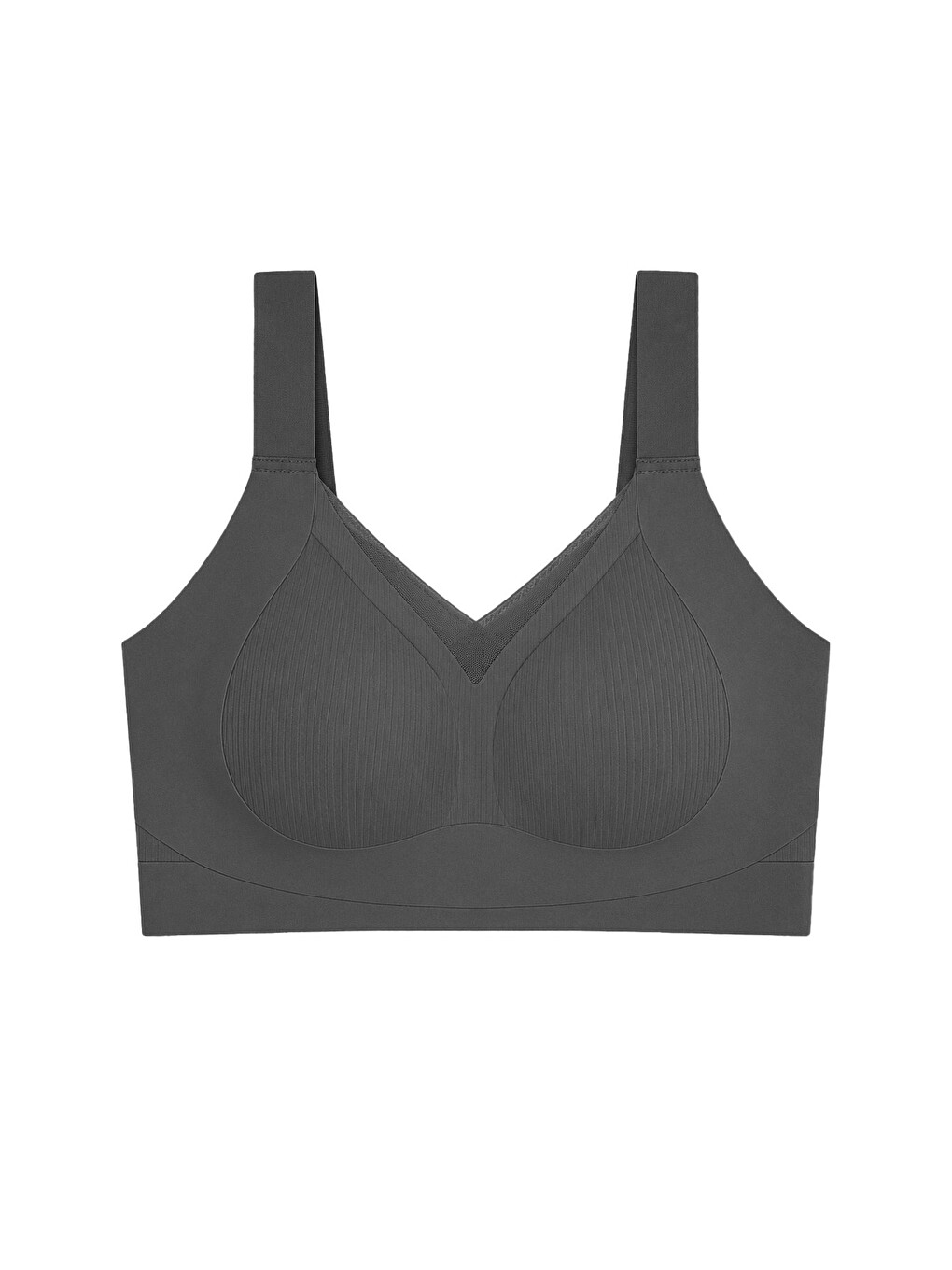 Seamless Bra - Elvora | Siyah Lazer Kesim Rib Dokulu Tül Detaylı Balensiz Kadın Sütyen
