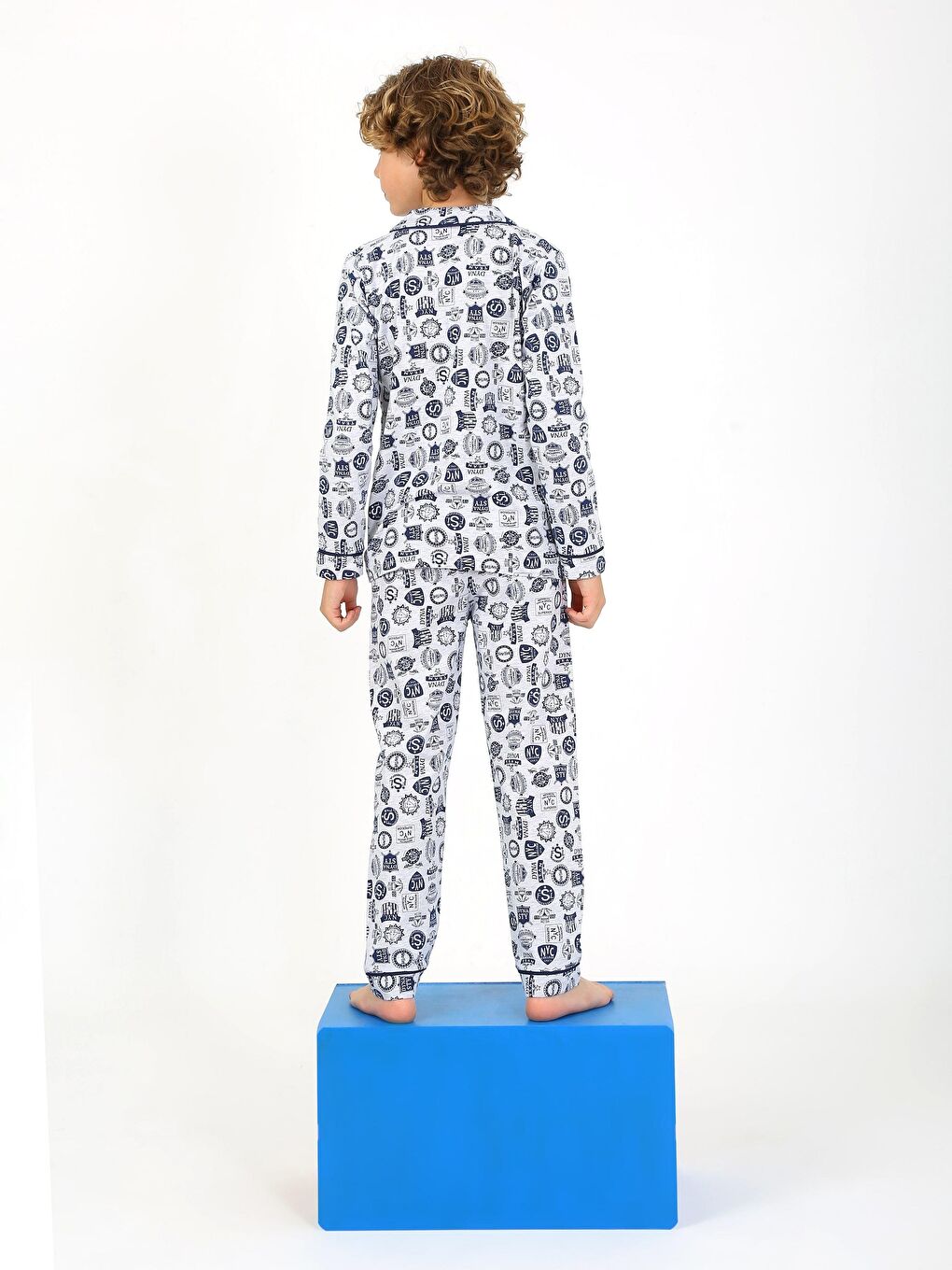 Vitmo Gri Erkek Çocuk Uzun Kollu %100 Pamuklu Düğmeli Pijama Takımı Arma Uzun - 2