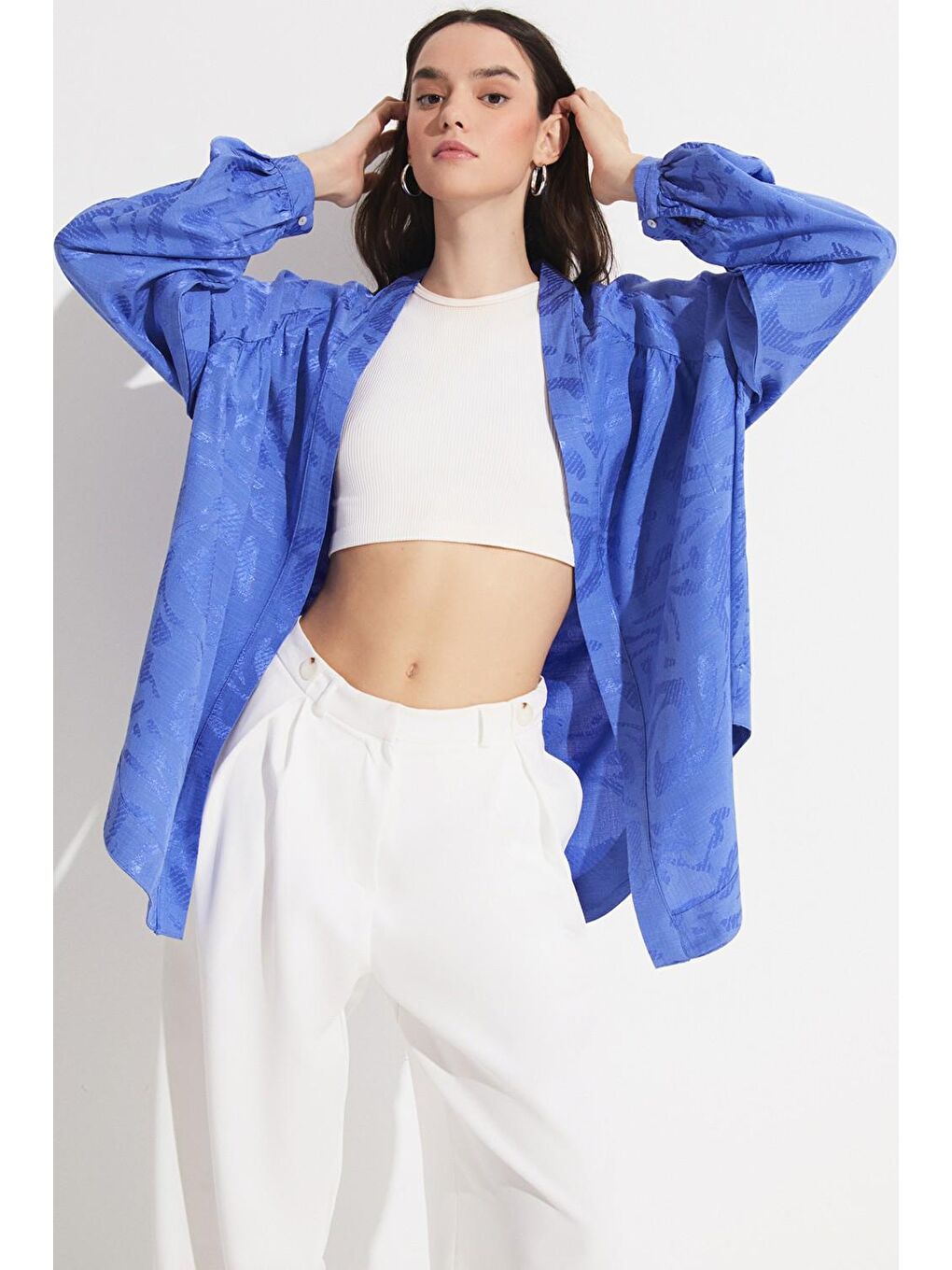 Mavi Kadın Exclusive Kendinden Desenli Rayon Karışımlı Kimono