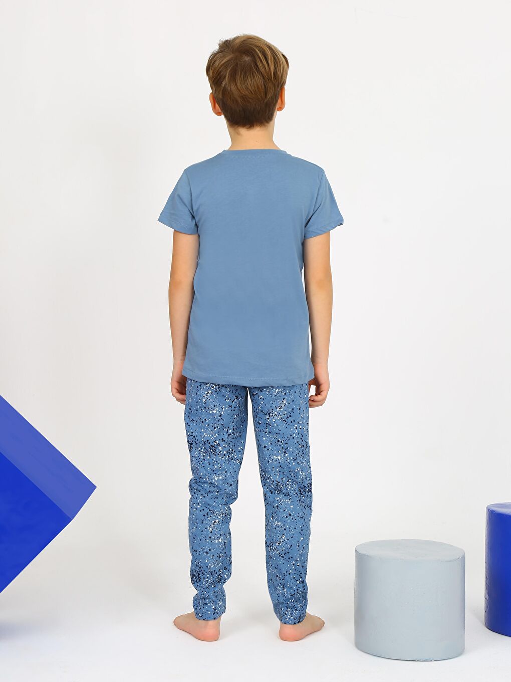 Vitmo Indigo Erkek Çocuk Kısa Kollu %100 Pamuklu Mars Space Pijama Takımı - 1