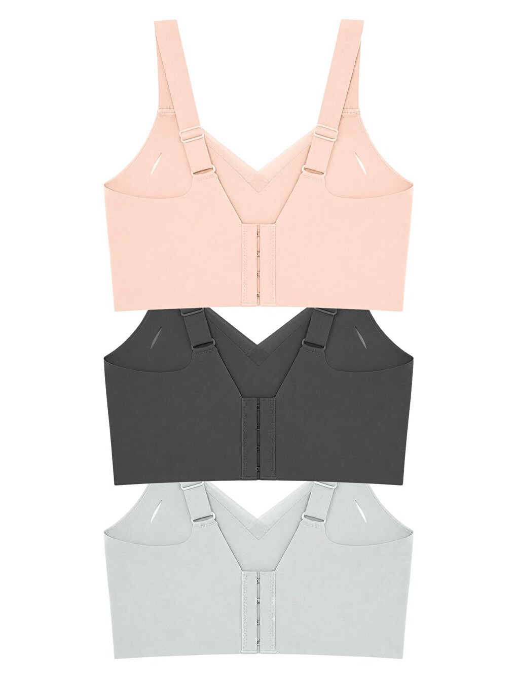 Karışık Seamless Bra - Elvora | Lazer Kesim Rib Dokulu Tül Detaylı Balensiz Kadın Sütyen 3'lü Paket-2-1