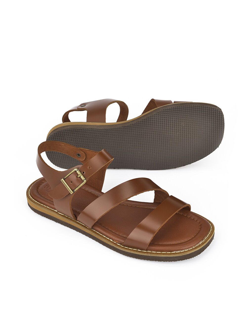Kahverengi Kadın Hakiki Deri Sandalet 1411009Z410 Taba-1
