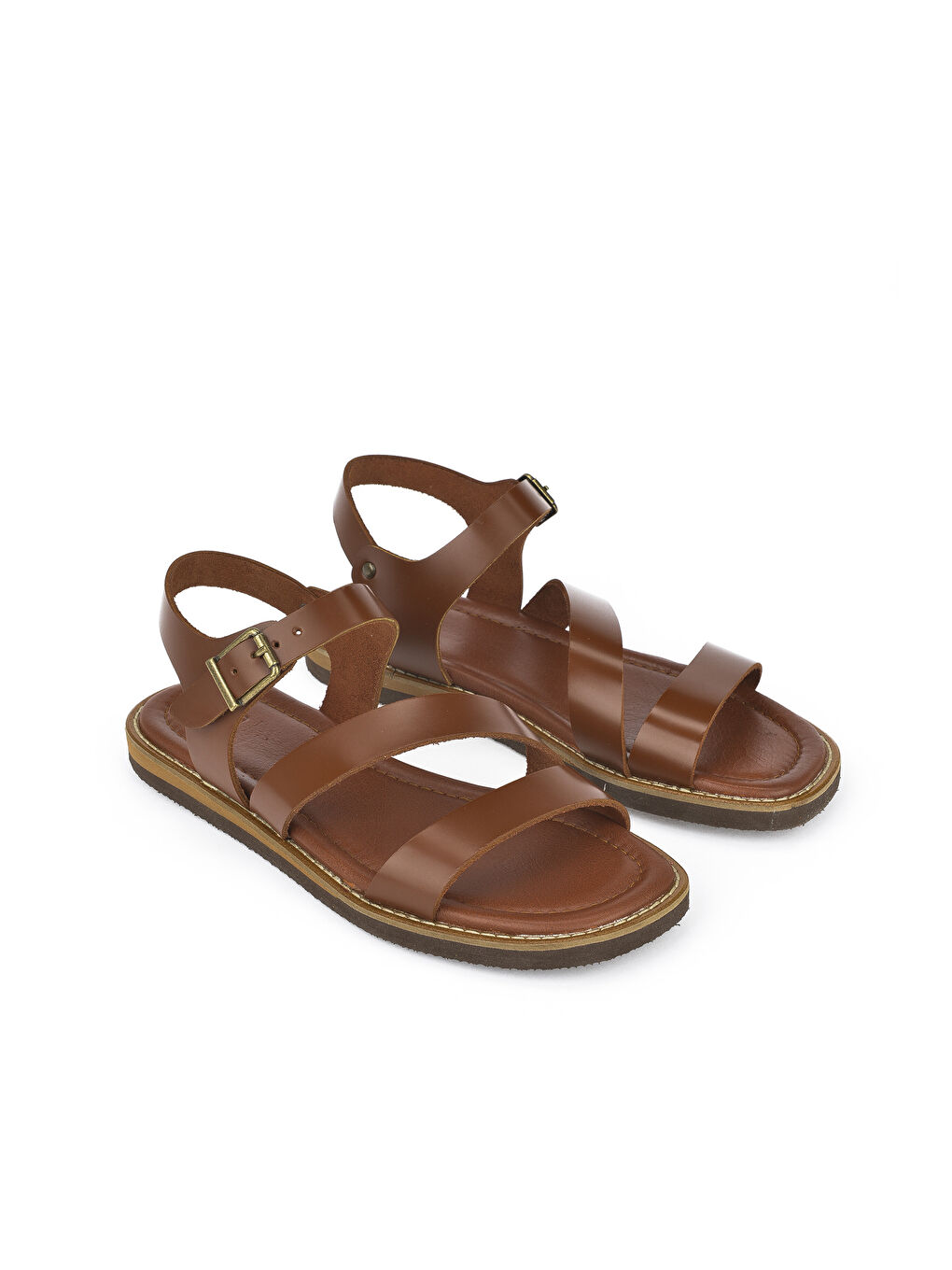 Kahverengi Kadın Hakiki Deri Sandalet 1411009Z410 Taba-3