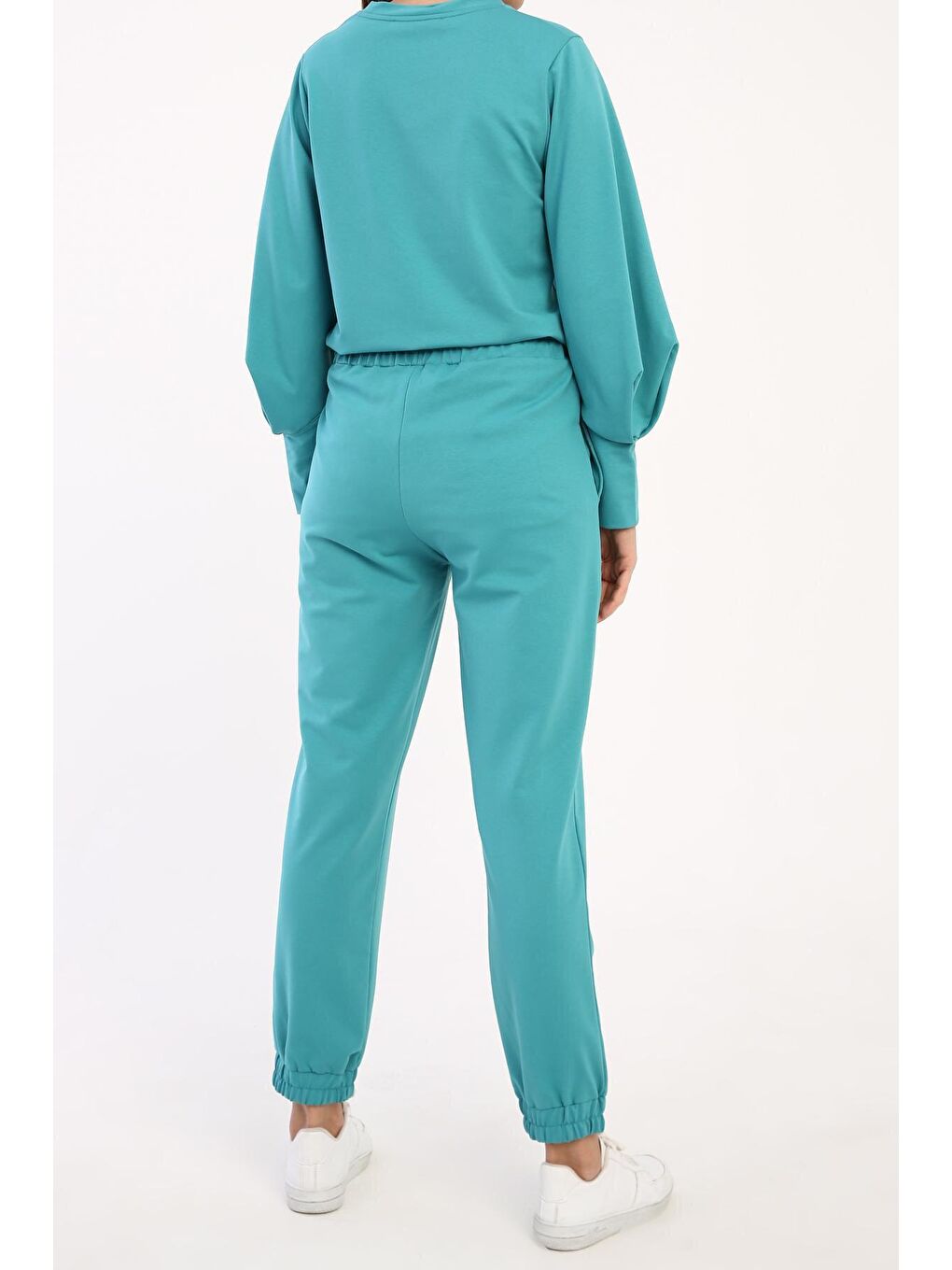 Turkuaz Aqua Paça Lastikli Nakışlı Pantolon-3