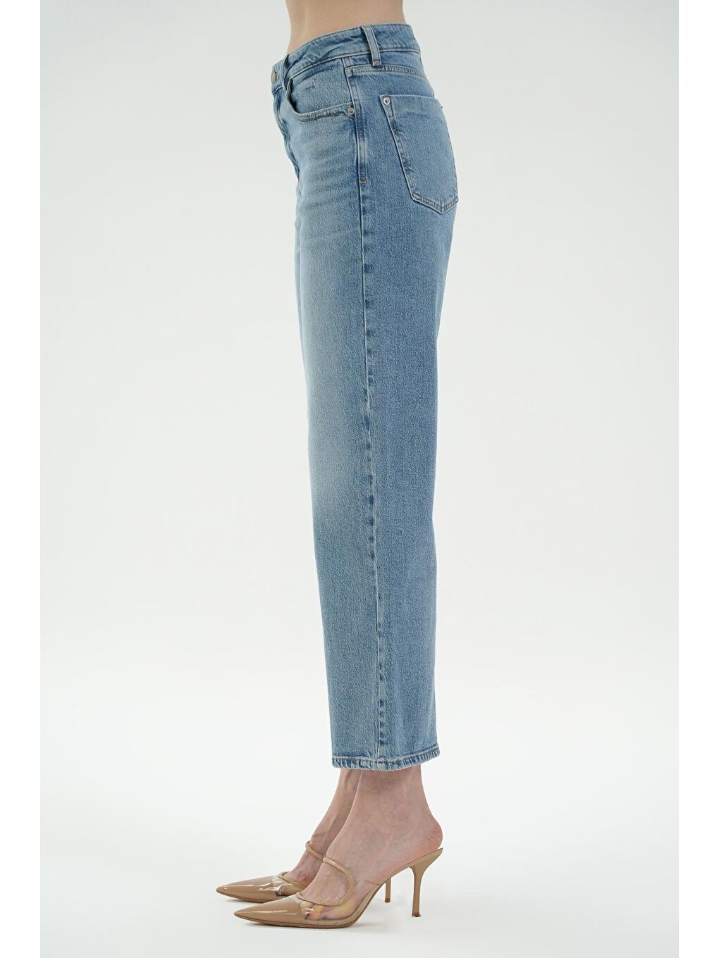 CROSS JEANS Açık Mavi Eliza Açık Mavi Yüksek Bel Cropped Straight Patı Fermuarlı Jean Pantolon - 1