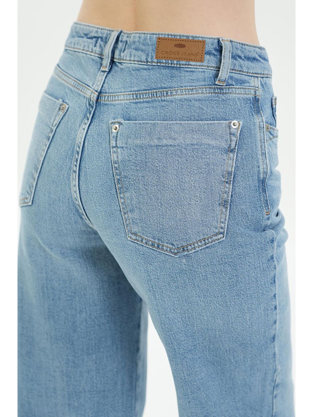 CROSS JEANS Açık Mavi Eliza Açık Mavi Yüksek Bel Cropped Straight Patı Fermuarlı Jean Pantolon - 3