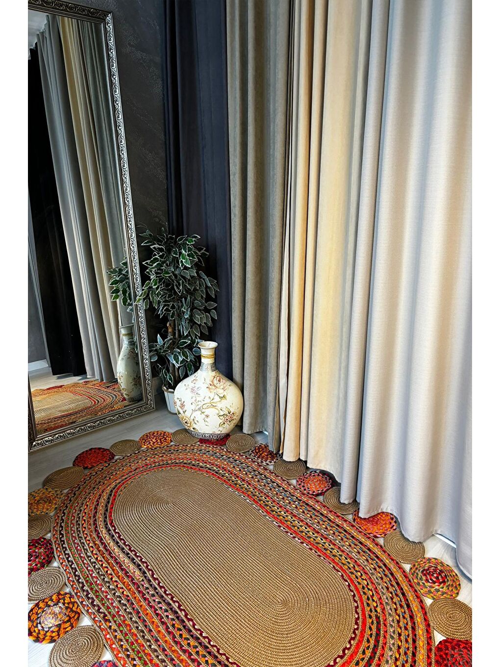 Bej Natural Jüt Halı El Dokuma Hasır Yolluk Bohem Jüt Kilim HMFJUT431 120 x 180 cm-2