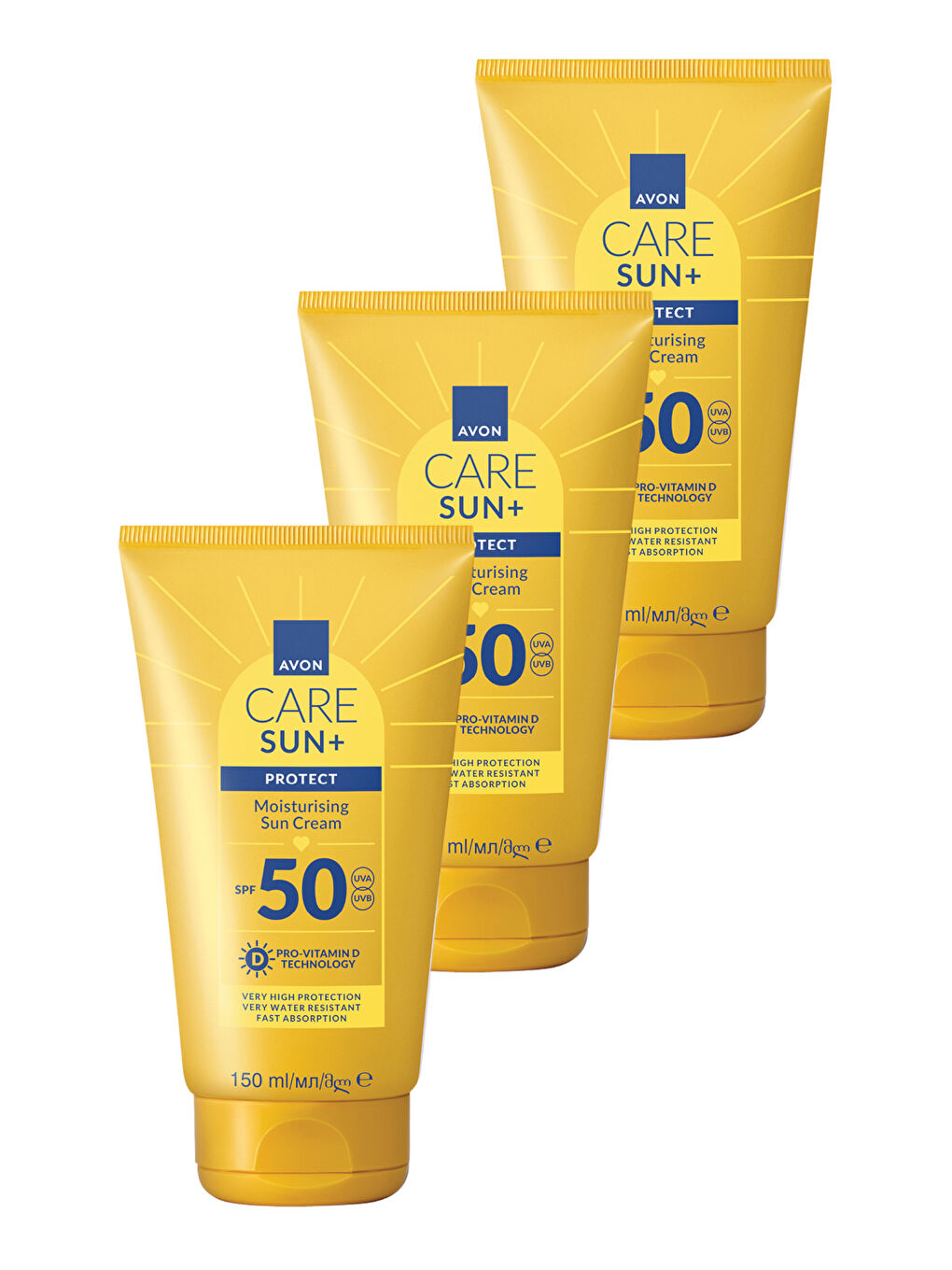 Care SUN+PROTECT Nemlendirici Güneş Kremi SPF50 150 Ml. Üçlü Paket