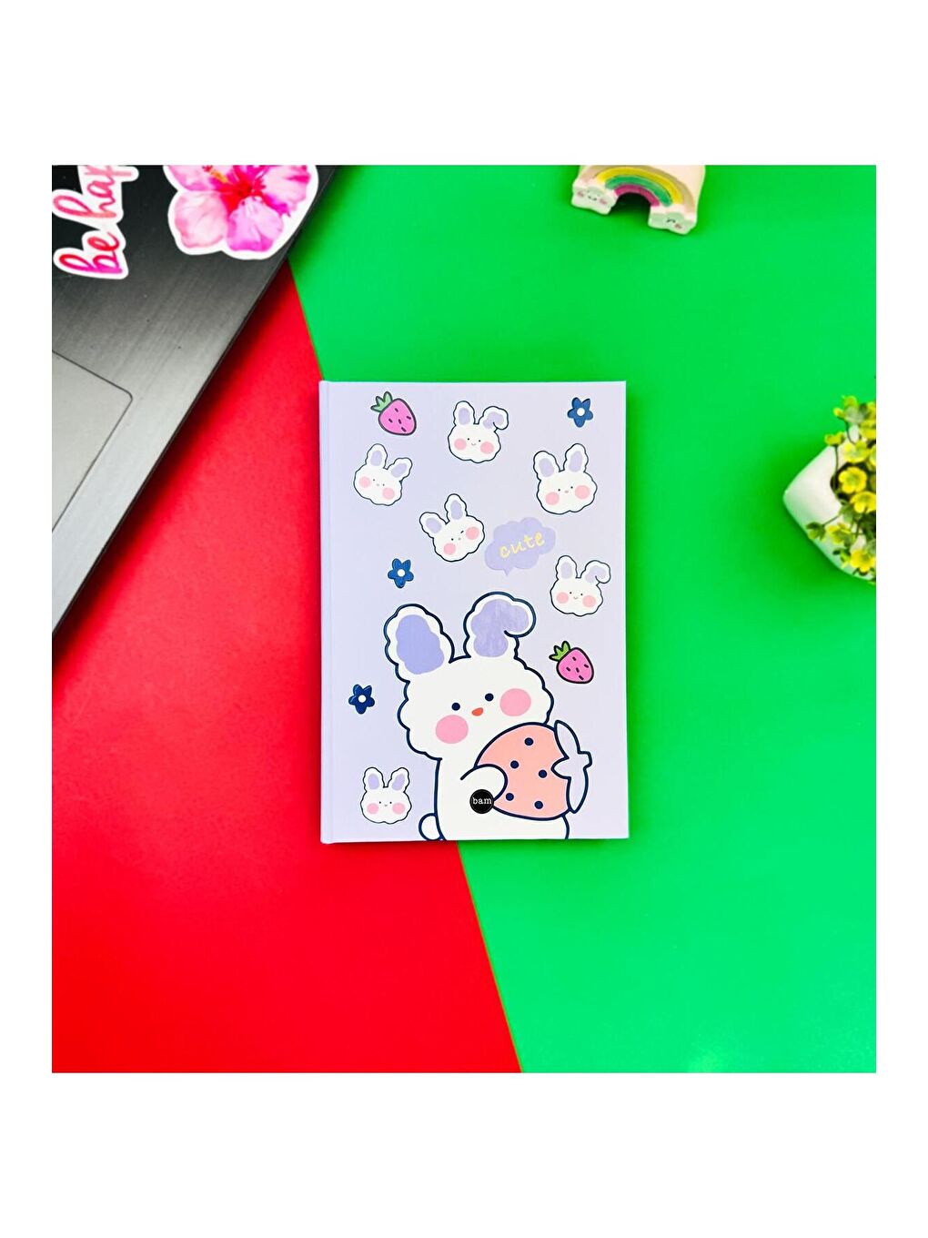 BAM HEDİYELİK EŞYA Karışık Rabbit Cute Tasarımlı Lastikli Defter