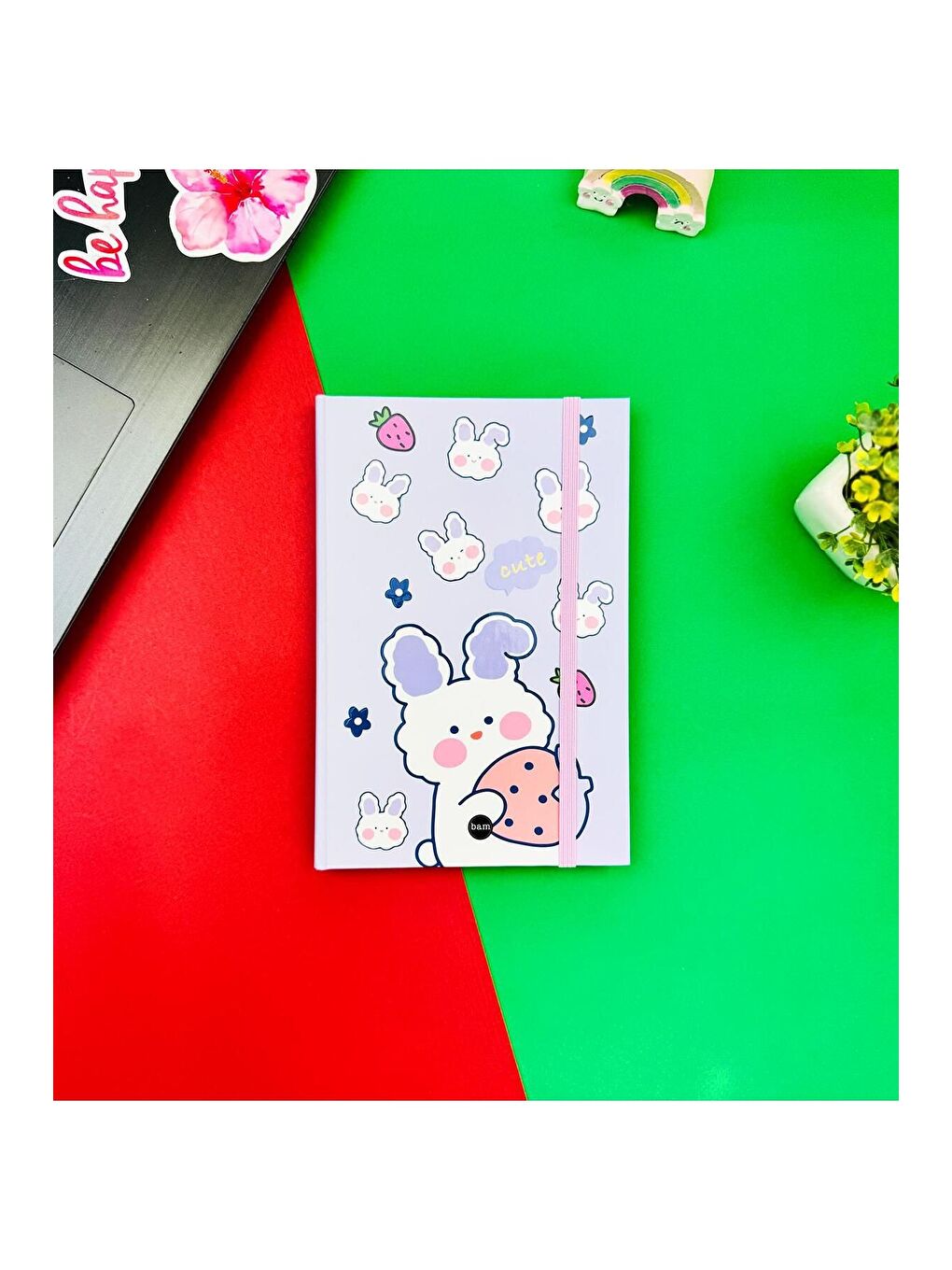 BAM HEDİYELİK EŞYA Karışık Rabbit Cute Tasarımlı Lastikli Defter - 1