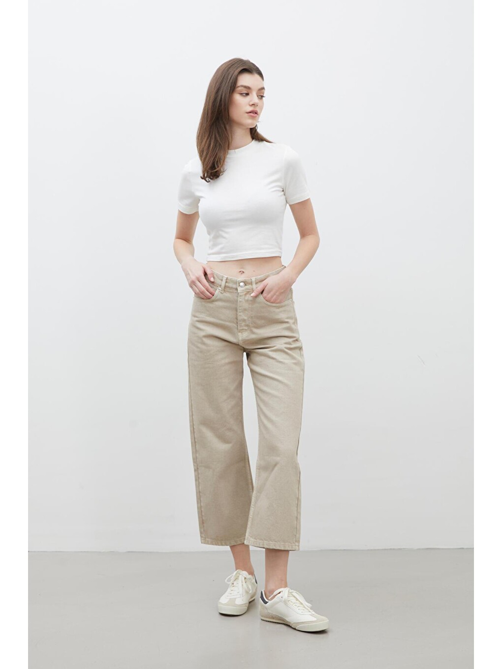 1975 Hıgh-Rıse Straight Fit Denim Bej