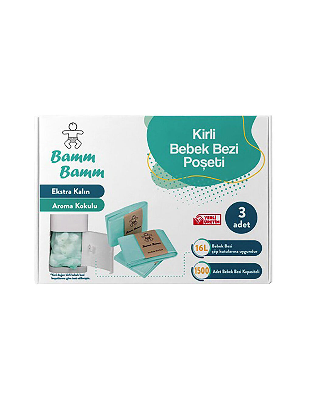 500x3 Adet Kirli Bebek Bezi Kapasiteli Çöp Poşeti