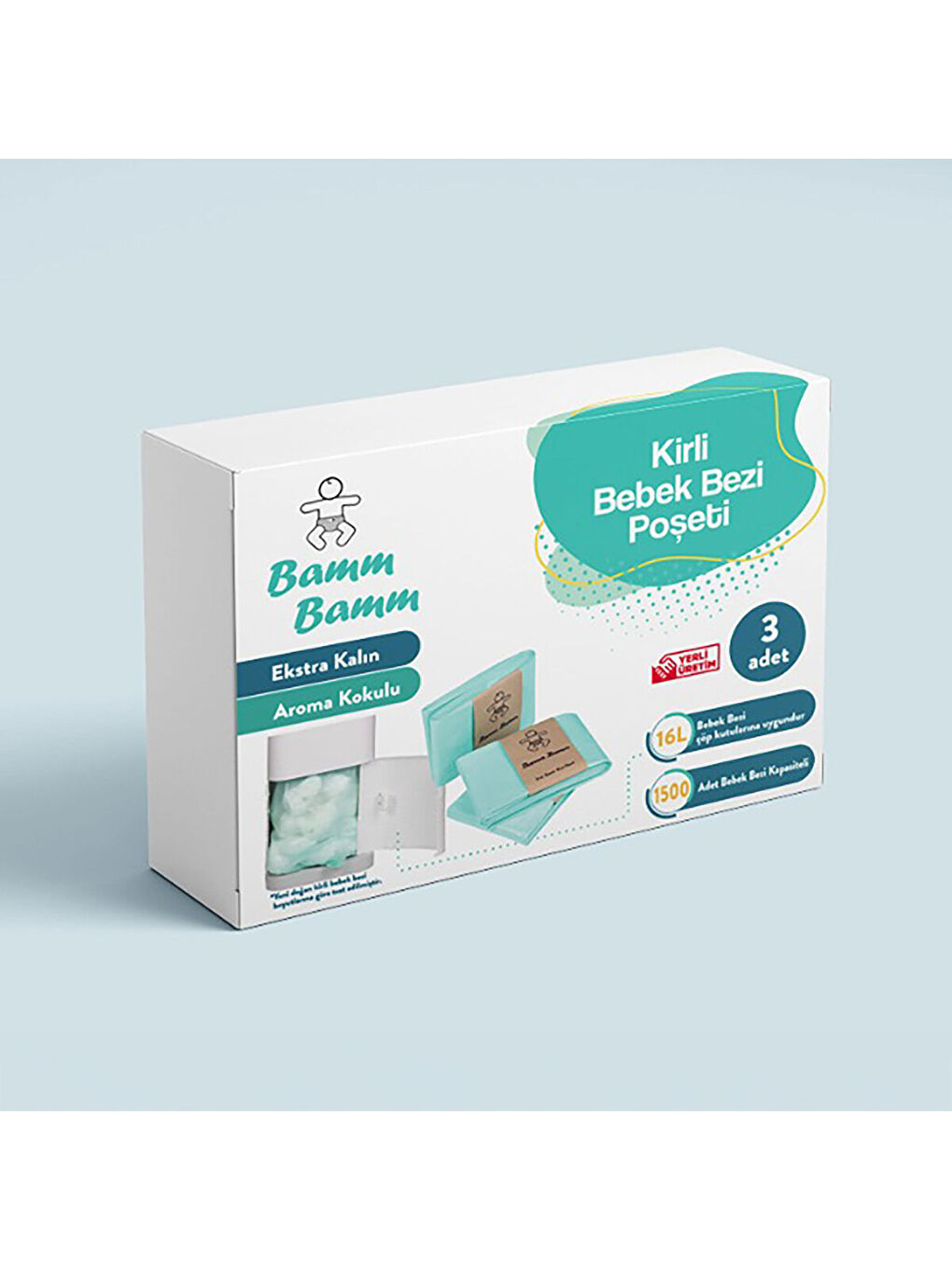 500x3 Adet Kirli Bebek Bezi Kapasiteli Çöp Poşeti-1