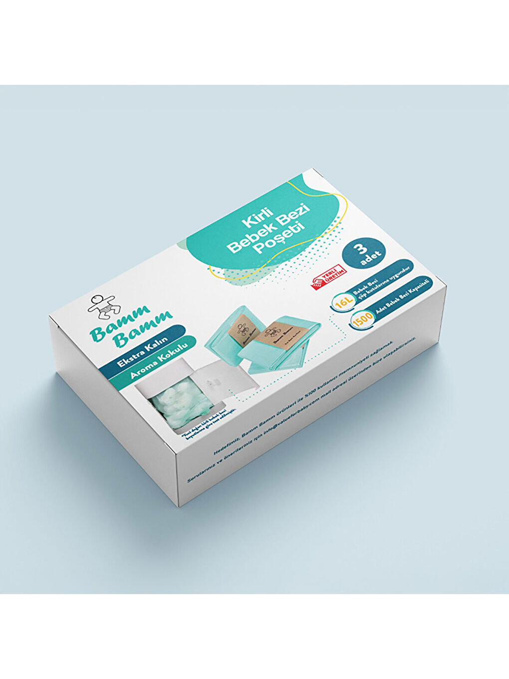 500x3 Adet Kirli Bebek Bezi Kapasiteli Çöp Poşeti-2