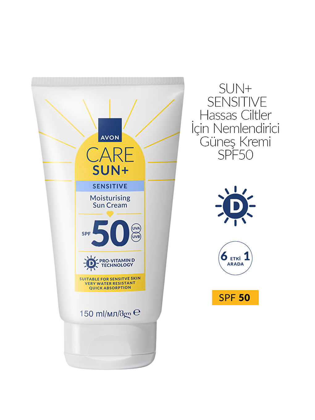 SUN+ PROTECT Hassas Ciltler İçin Nemlendirici Güneş Kremi SPF 50 150 Ml. Üçlü Paket-1