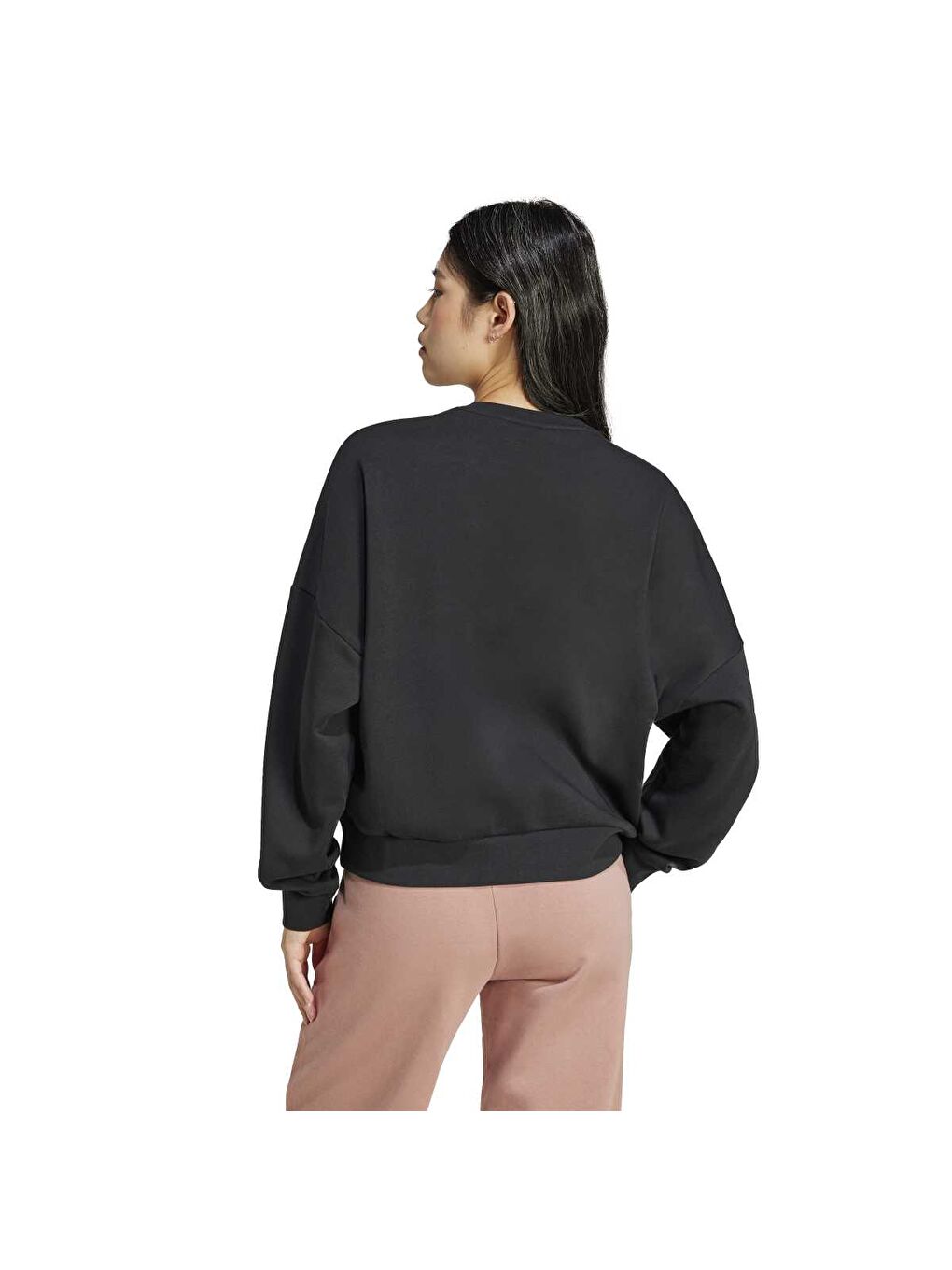 Small Logo Feel Cozy Kadın Siyah Bisiklet Yaka Sweatshirt-1