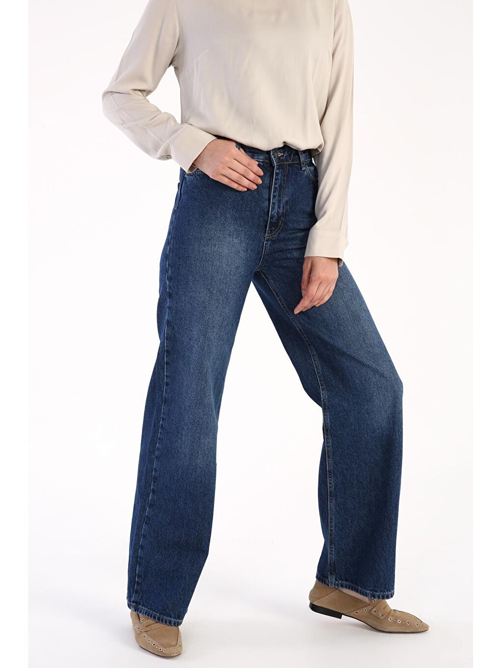 Mavi01 Yüksek Bel Denim Pantolon