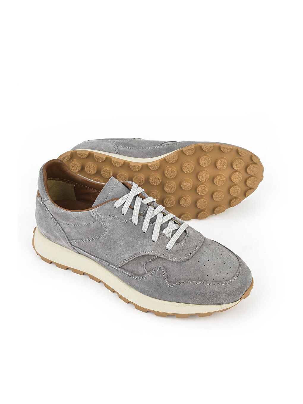 Erkek Hakiki Deri Sneaker 133983Z5090 Gri-3