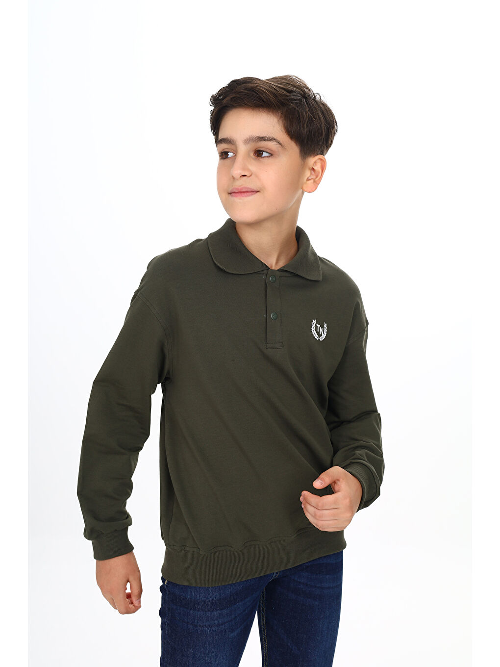 Haki Erkek Çocuk Baskılı Sweatshirt-2