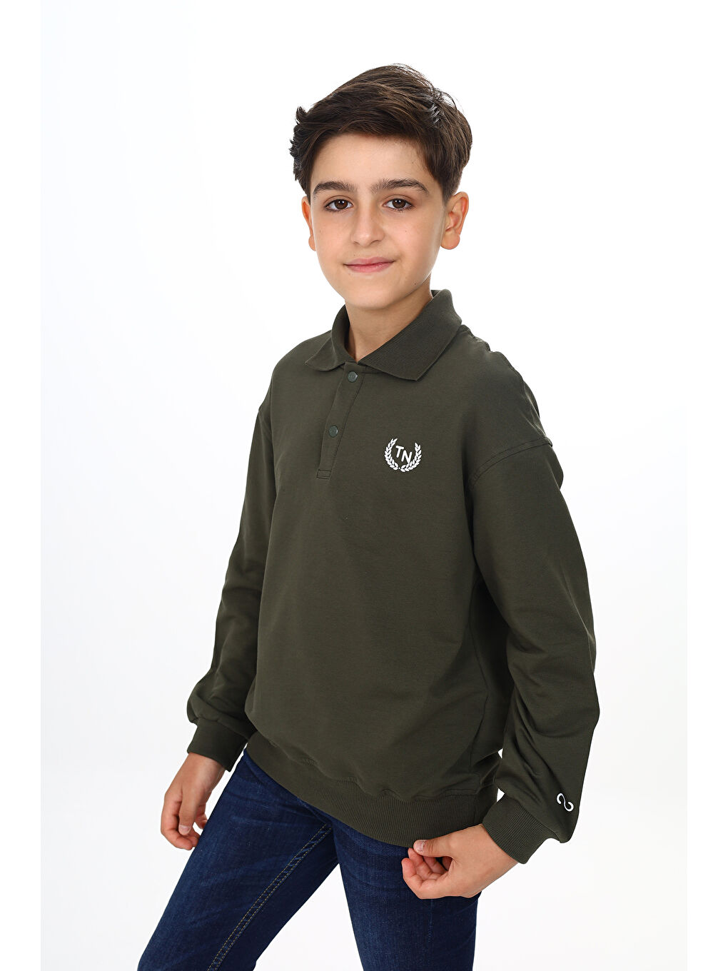 Haki Erkek Çocuk Baskılı Sweatshirt-3