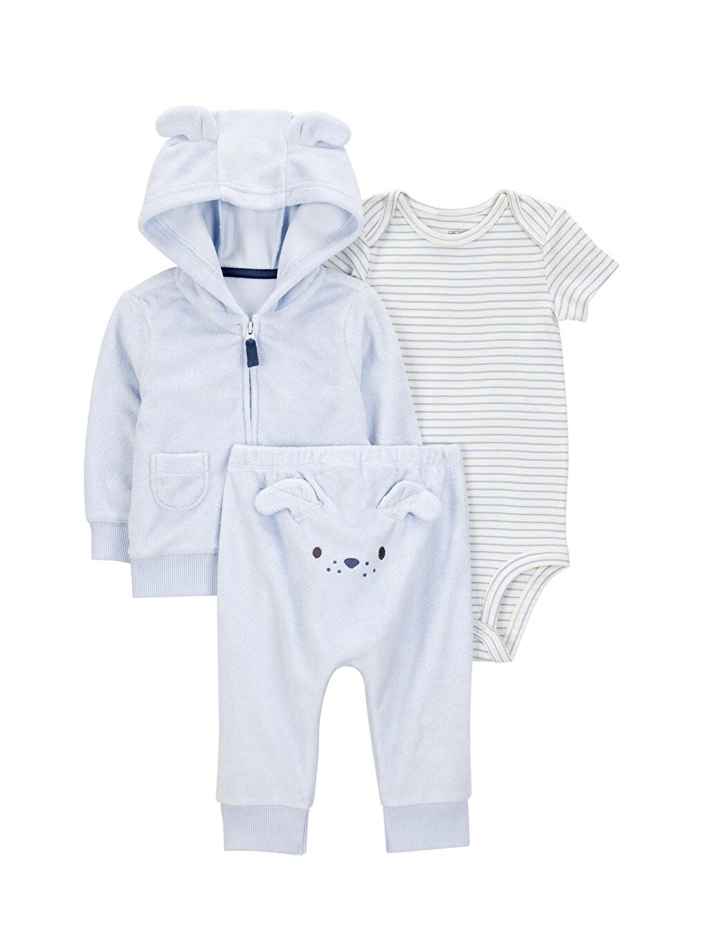 Erkek Bebek Mavi 3Lü Hırkalı