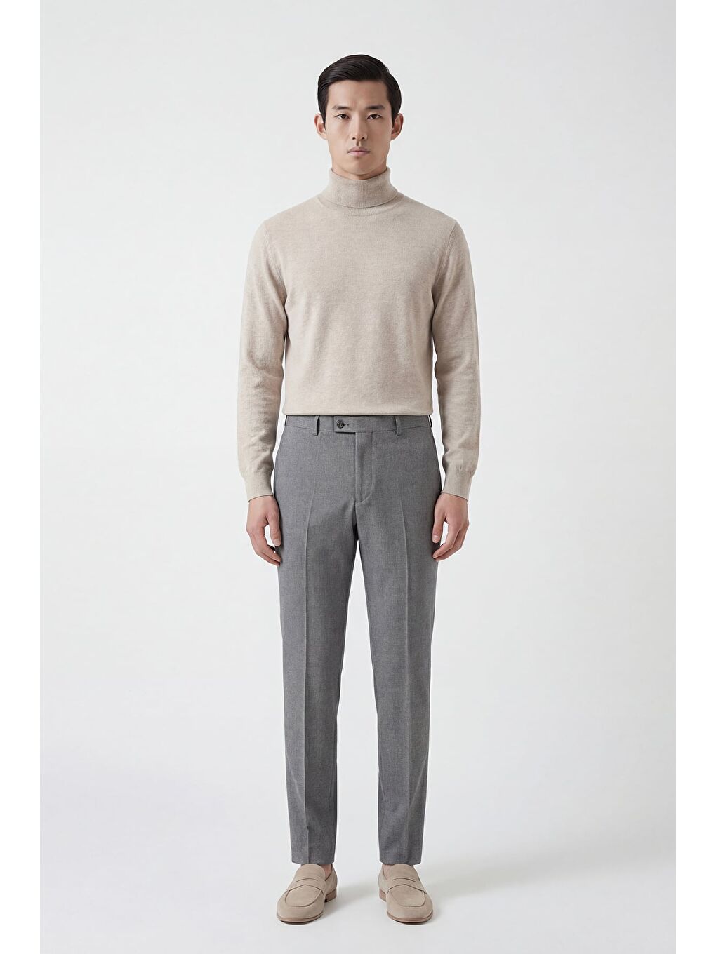 Giotelli Erkek Gri  Dar Kesim Slim Fit Viskon Dokuma Yan Cep Pantolon-1