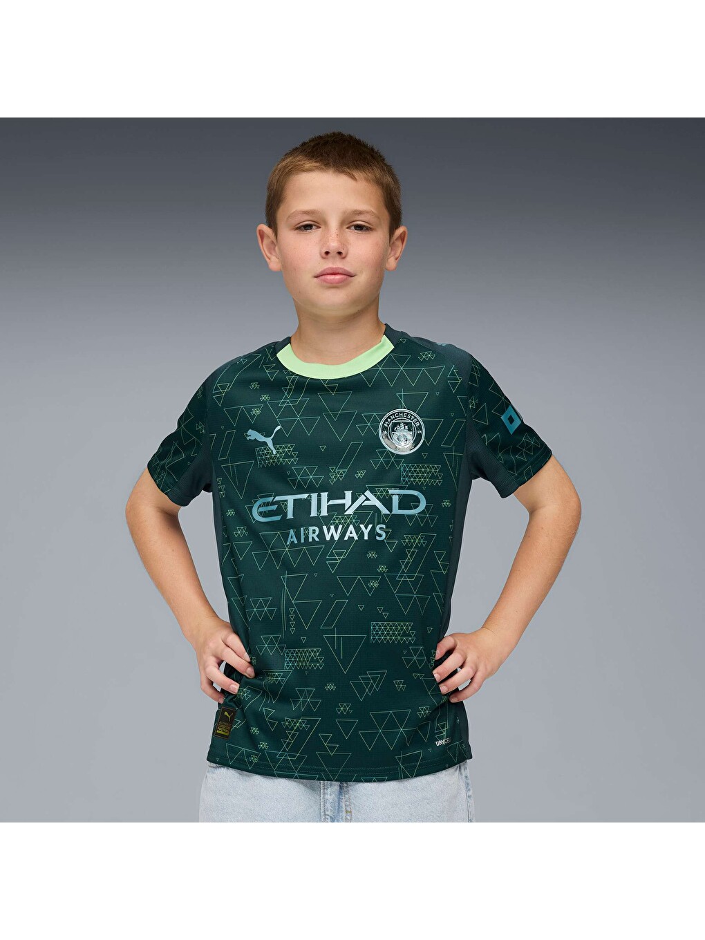 Yeşil Manchester CITY 25/26 Genç Dördüncü Forma-5