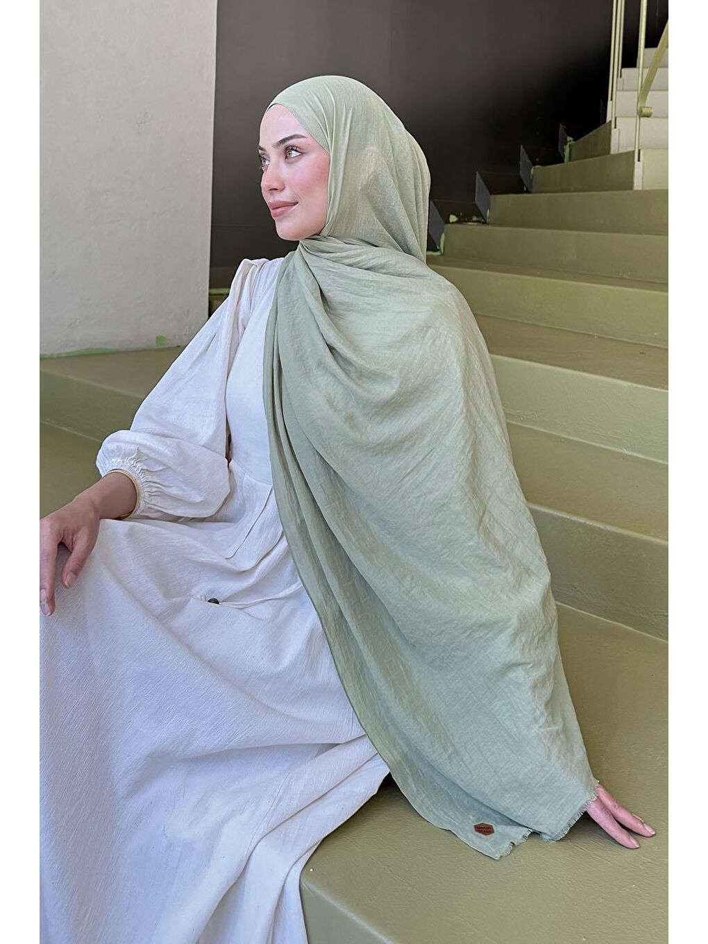 Organic Premium Şal Mint Yeşili-3