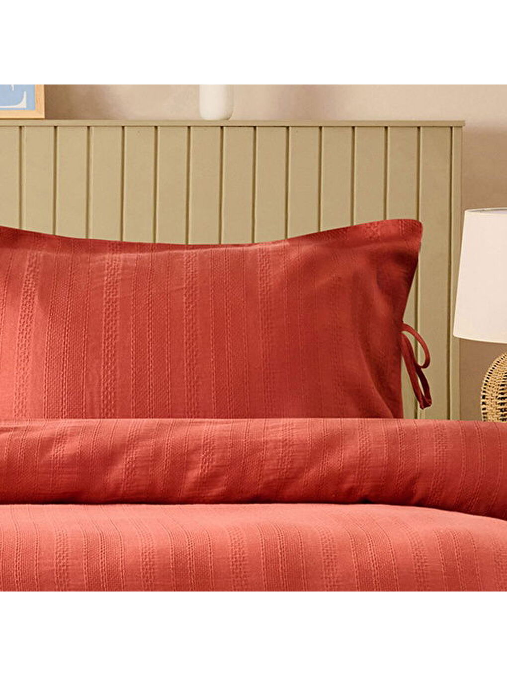 Kahverengi Soft Armürlü Çift Kişilik Nevresim Takımı - Kiremit-1