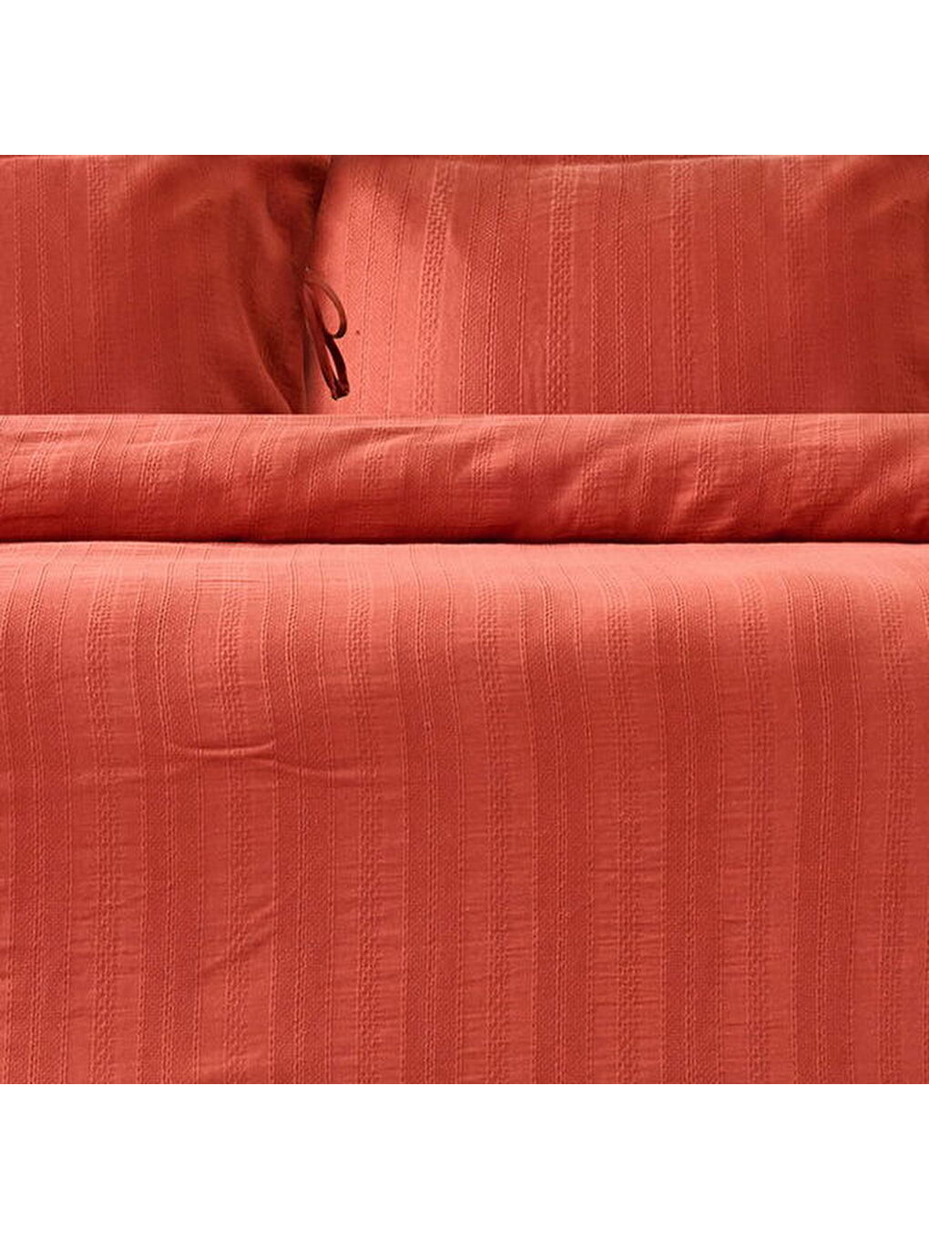 Kahverengi Soft Armürlü Çift Kişilik Nevresim Takımı - Kiremit-2