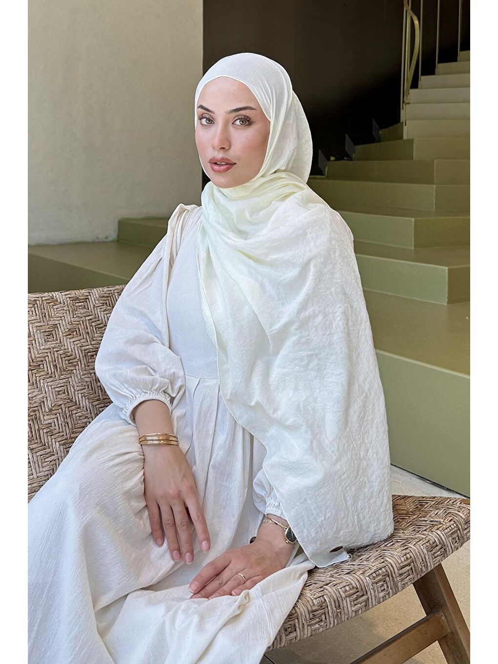 Ekru Organic Premium Şal Krem-1