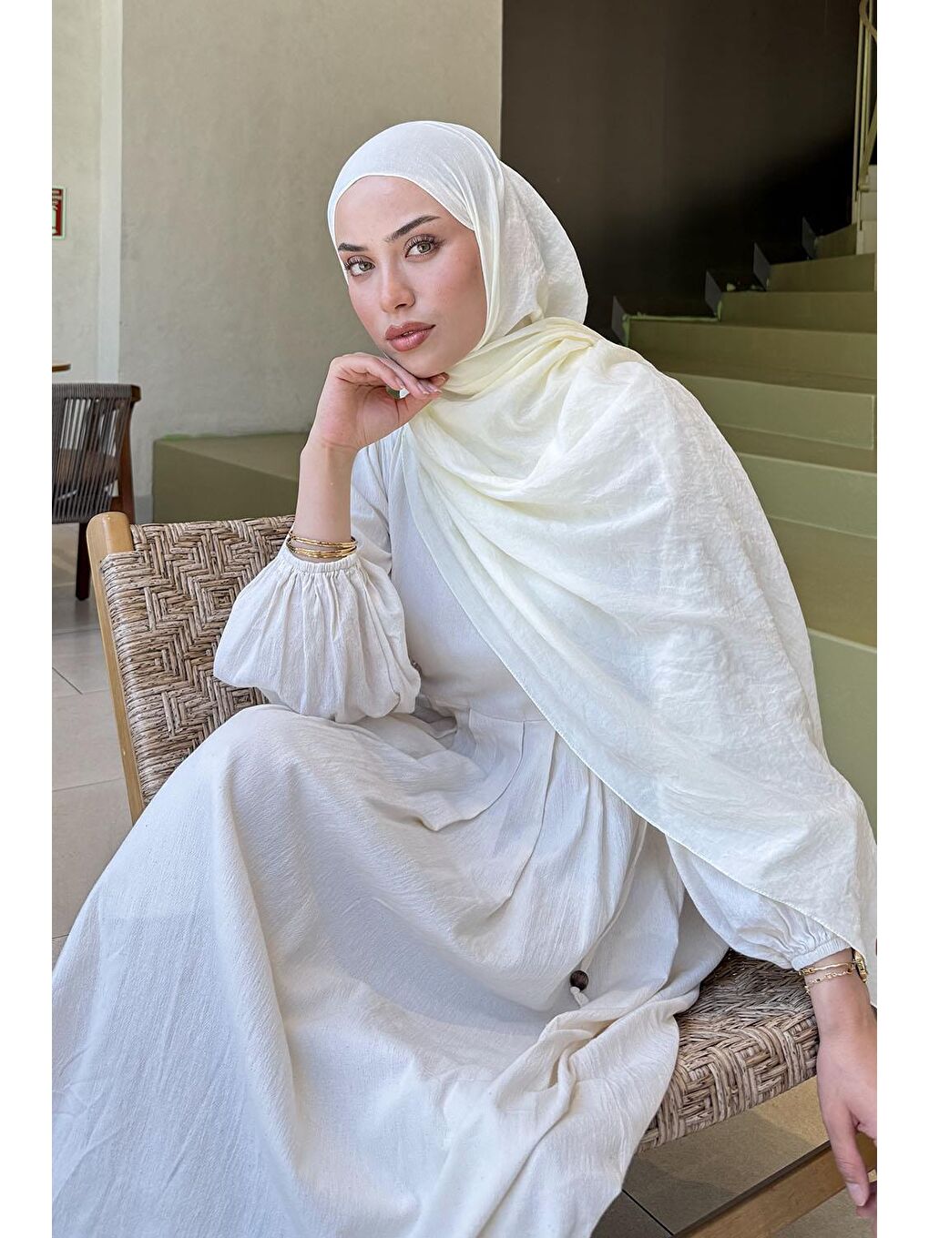 Ekru Organic Premium Şal Krem-2