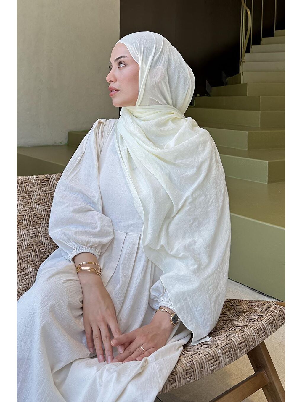 Ekru Organic Premium Şal Krem-3