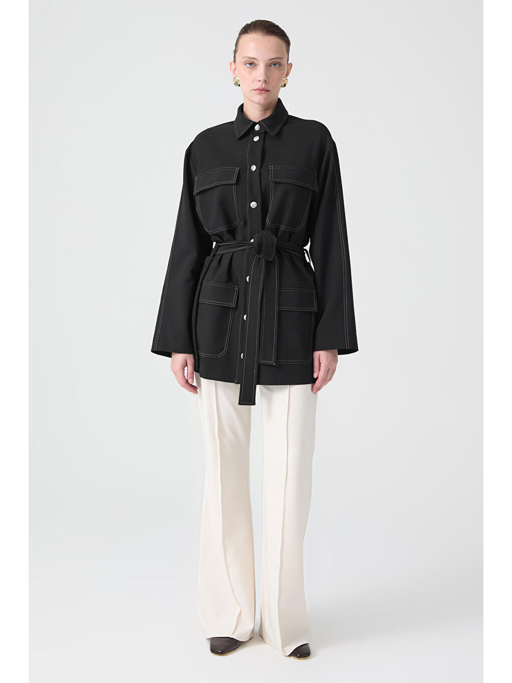 Siyah Beli Kuşaklı Ceket-1